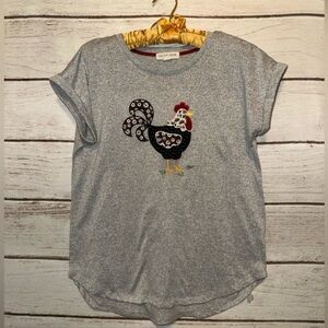 Patchwork Rooster Top - Size Medium by Cactus +Pearl Summer Casual Fun Tops